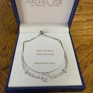 RACHEL ZOE STERLING SILVER CUBIC ZIRCONIA ADJUSTABLE BRACELET